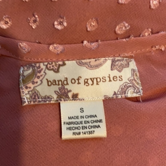 Band of Gypsies Floral Appliqué Bell Sleeve Sheer Blouse - Picture 14 of 17